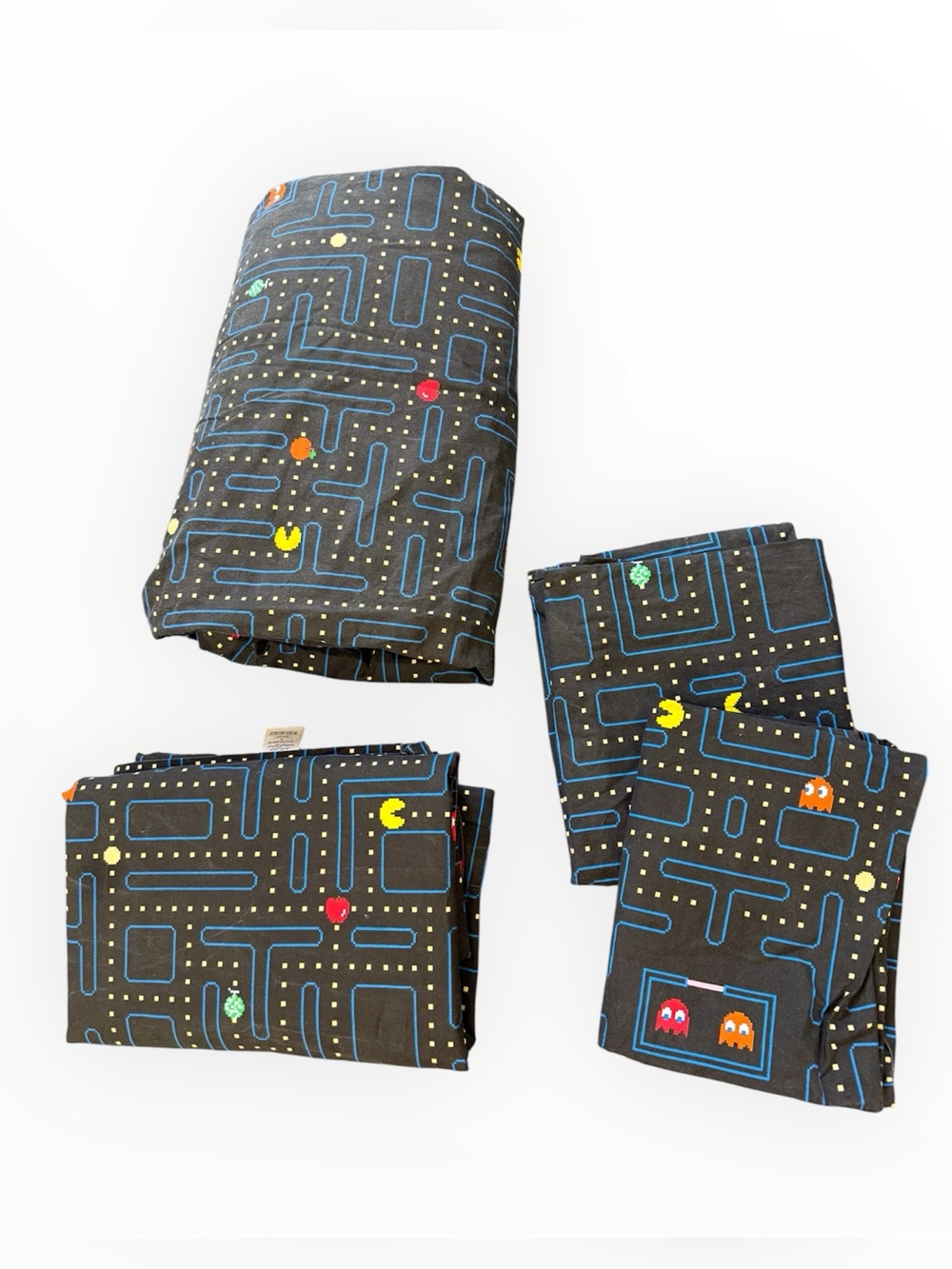 Pottery Barn Teen PAC MAN Full Sheet set Cotton Glow in the Dark